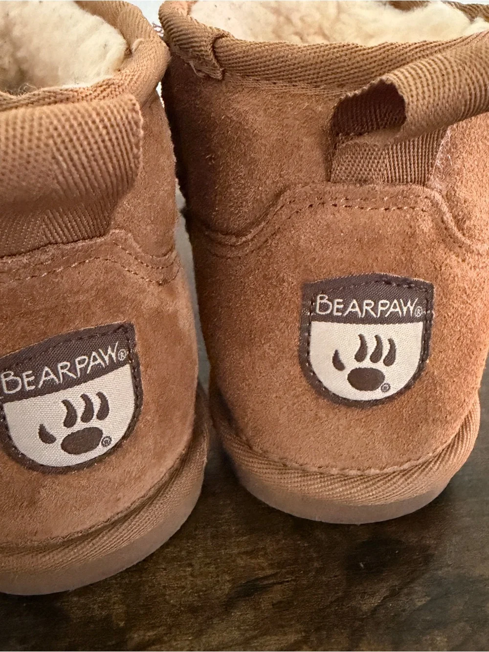 BearPaw Women's Tan Shearling-Lined Ankle Boots in Chestnut Brown